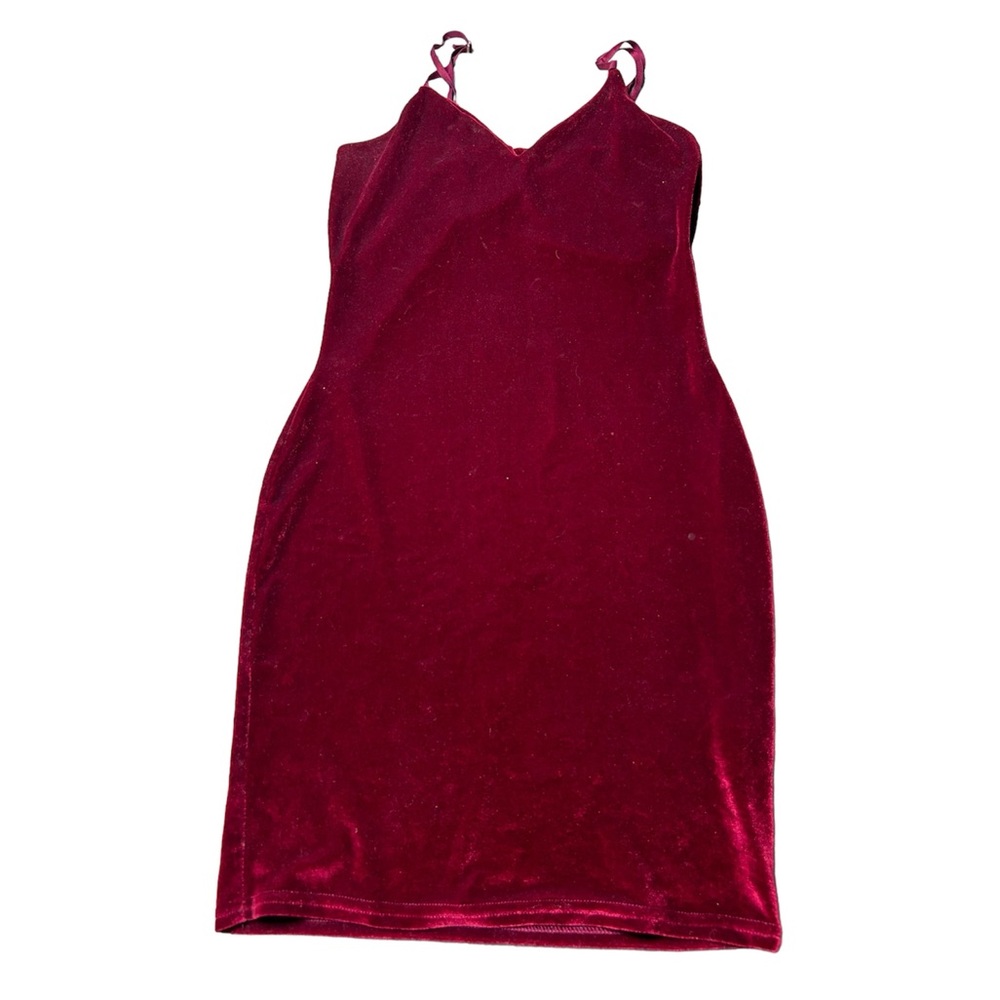 Red Silky Velvet Bodycon Dress